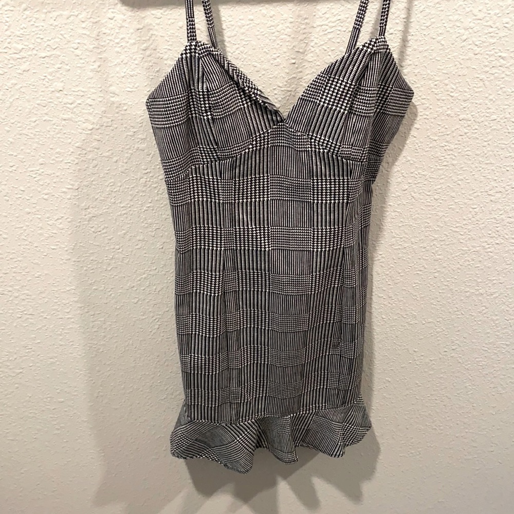Plaid ruffed mini dress